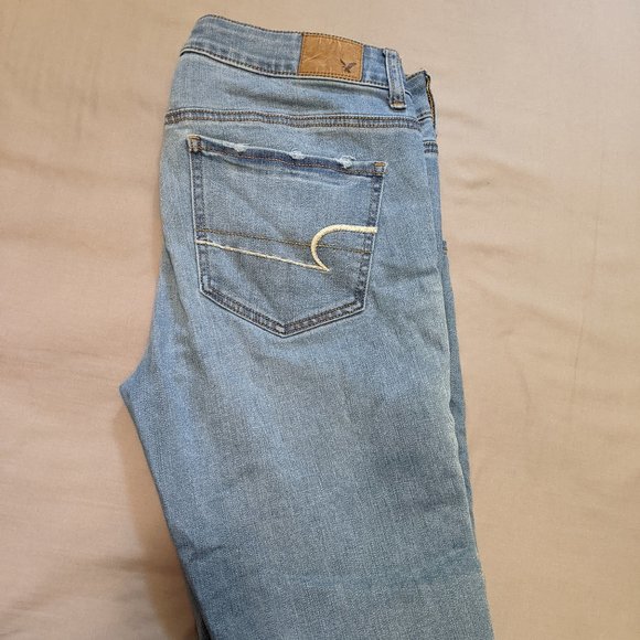 American Eagle Denim Jeggings Size 10 Short Super Stretch Light Medium Wash - Picture 14 of 16